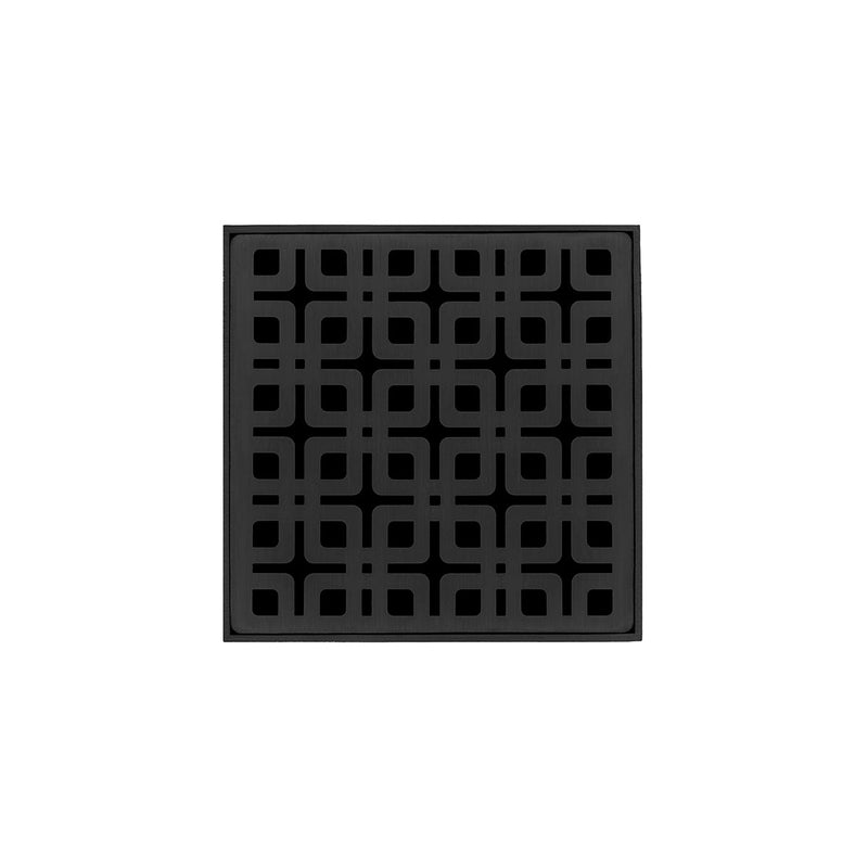 Infinity Drain KDB 4-S  4" x 4" KDB 4 Complete Kit with Link Pattern Decorative Plate  with Stainless Steel Bonded Flange Drain Body, 2" No Hub Outlet