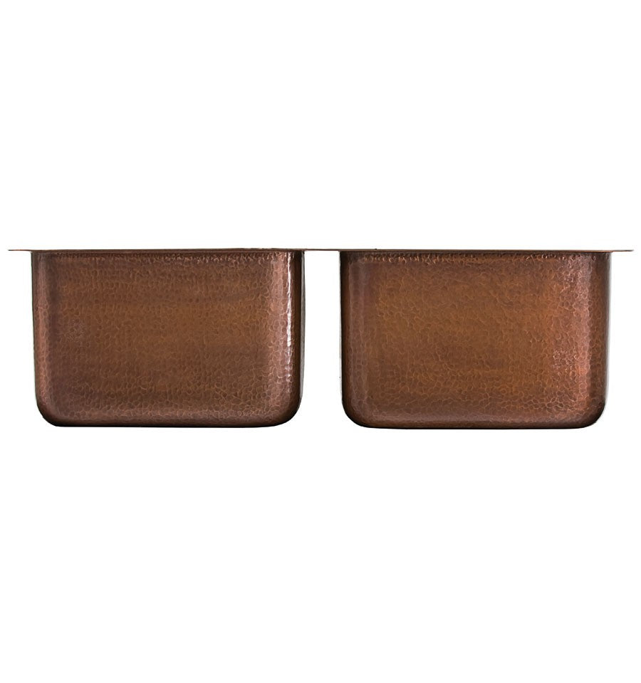 Thompson Traders KDU-3120AH Monterosso Renovation Kitchen Double Bowl Hand Hammered Copper Antique Copper