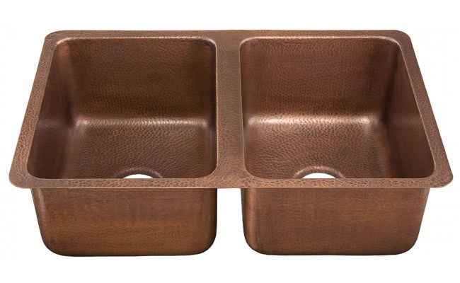 Thompson Traders KDU-3120AH Monterosso Renovation Kitchen Double Bowl Hand Hammered Copper Antique Copper