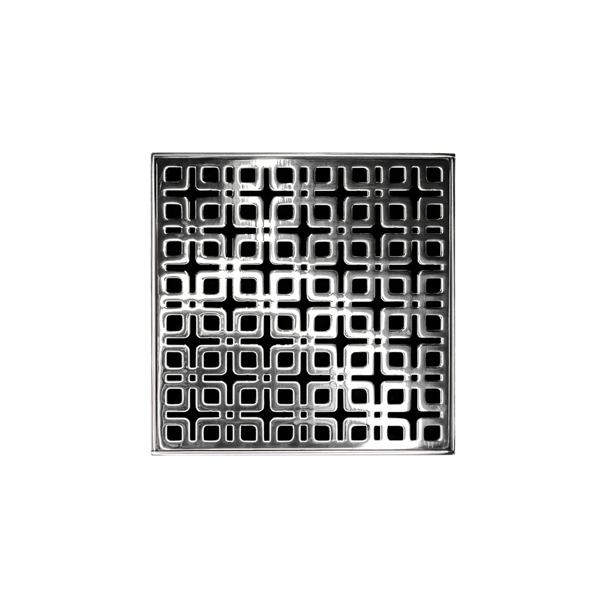Infinity Drain KD 5-3P 5” x 5” KD 5 - Strainer - Link Pattern & 4" Throat w/PVC Drain Body 3” Outlet
