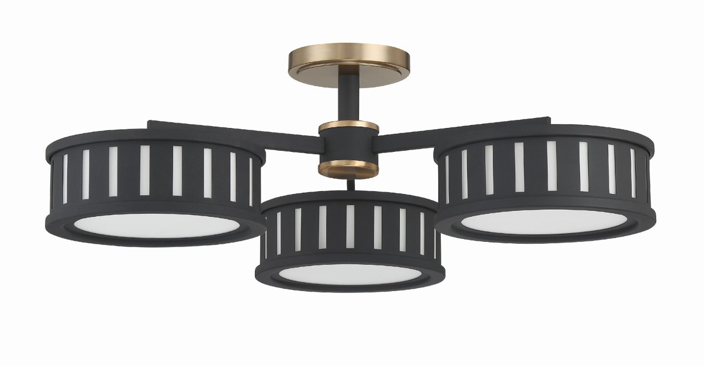 Crystorama KEN-8300-VG-BF Kendal 6 Light Ceiling Mount - Vibrant Gold and Black Forged