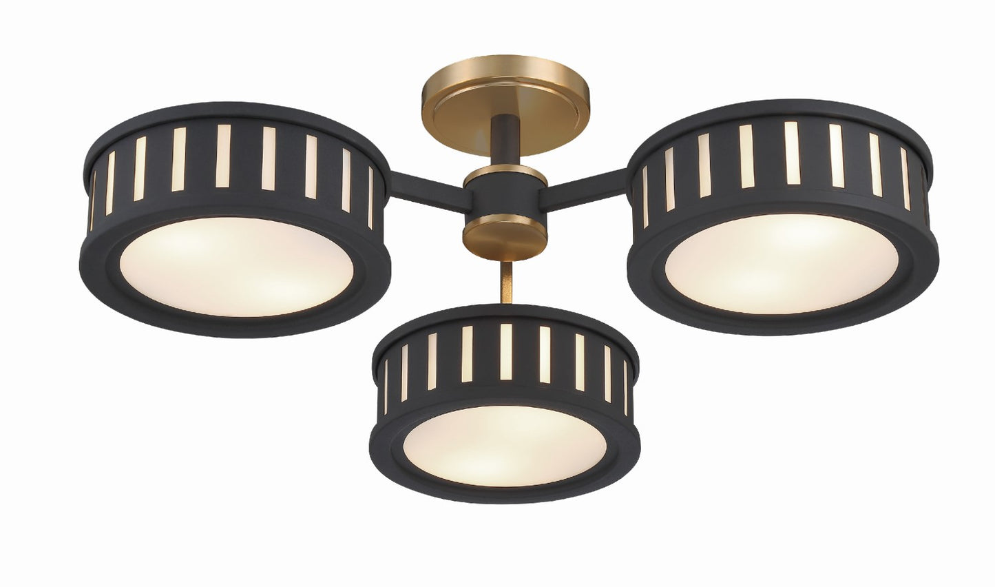 Crystorama KEN-8300-VG-BF Kendal 6 Light Ceiling Mount - Vibrant Gold and Black Forged