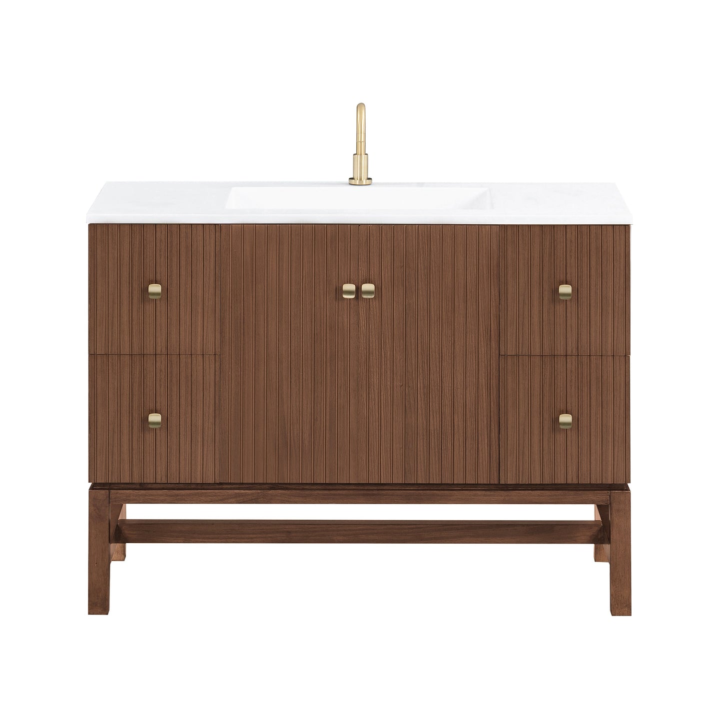 Avanity KENZO-VS47-WA Kenzo 47 In. Single Sink Bathroom Vanity In Walnut With White Solid Surface Top