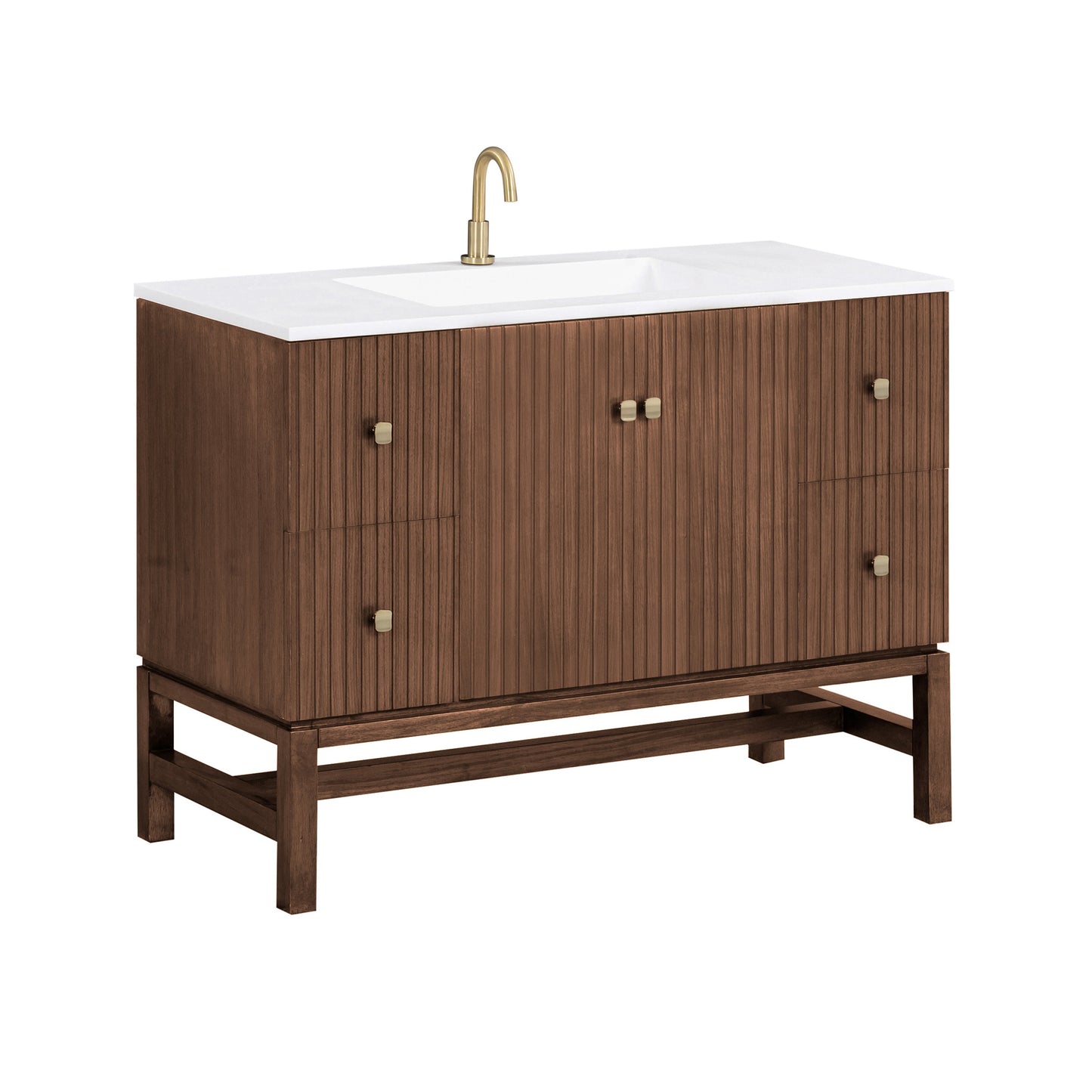 Avanity KENZO-VS47-WA Kenzo 47 In. Single Sink Bathroom Vanity In Walnut With White Solid Surface Top