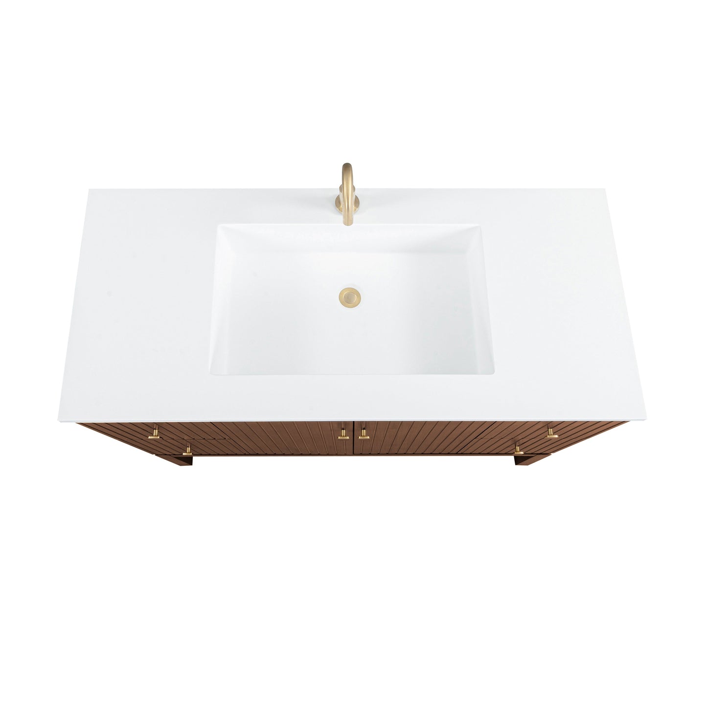 Avanity KENZO-VS47-WA Kenzo 47 In. Single Sink Bathroom Vanity In Walnut With White Solid Surface Top