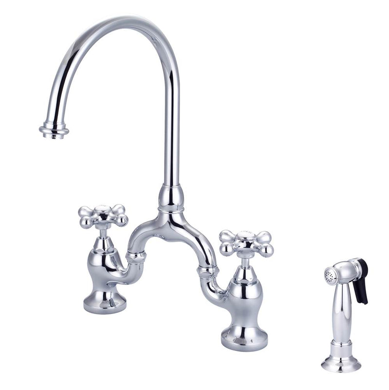 Barclay KFB504-MC Banner Kitchen Bridge Faucet Widespread idespray and Metal Cros Han