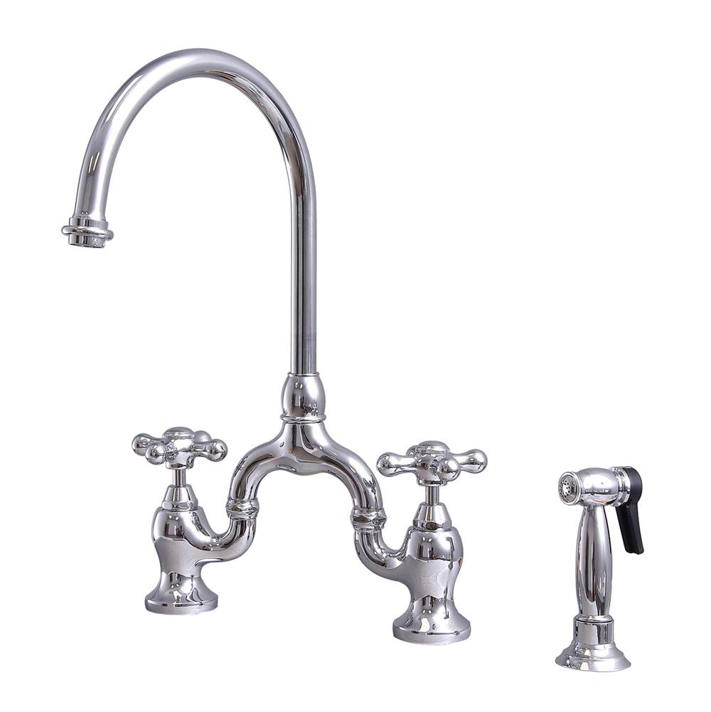 Barclay KFB504-MC2 Banner Kitchen Bridge Faucet Widespread idespray and Metal Cros Han