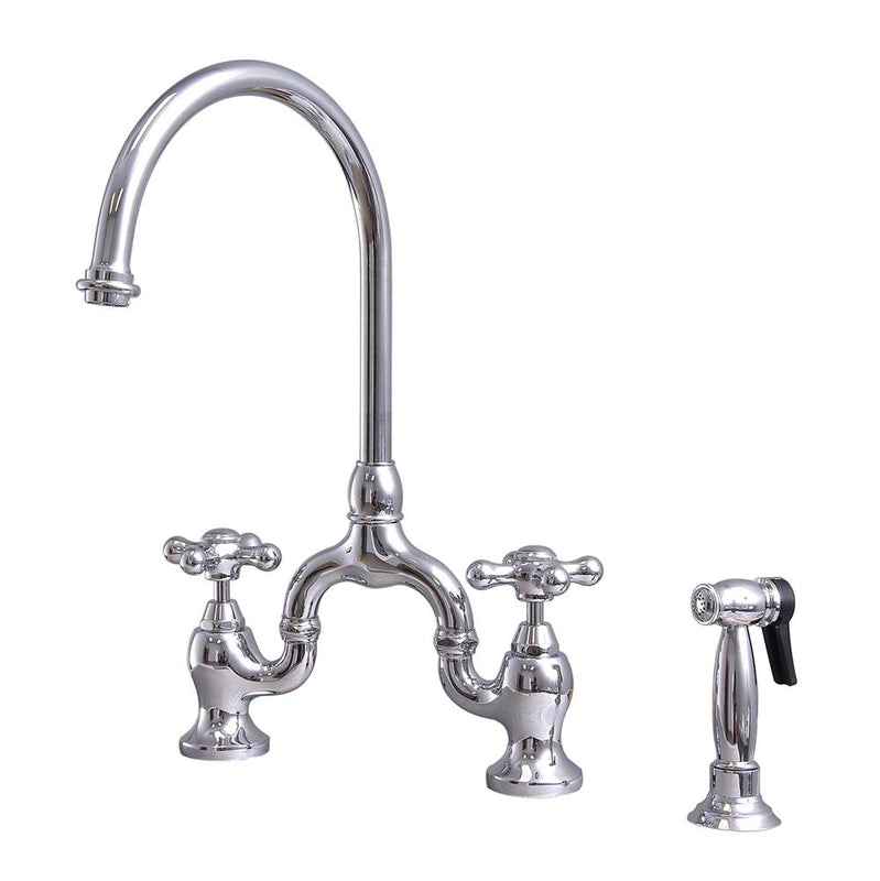 Barclay KFB504-MC2 Banner Kitchen Bridge Faucet Widespread idespray and Metal Cros Han