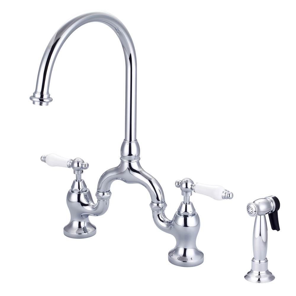 Barclay KFB504-PL Banner Kitchen Bridge Faucet Widespread idespray and Porc lever Han