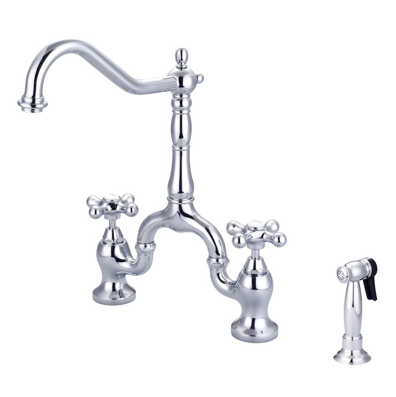 Barclay KFB506-MC Carlton Kitchen Bridge Faucet Sidespray and Metal Cross Holder