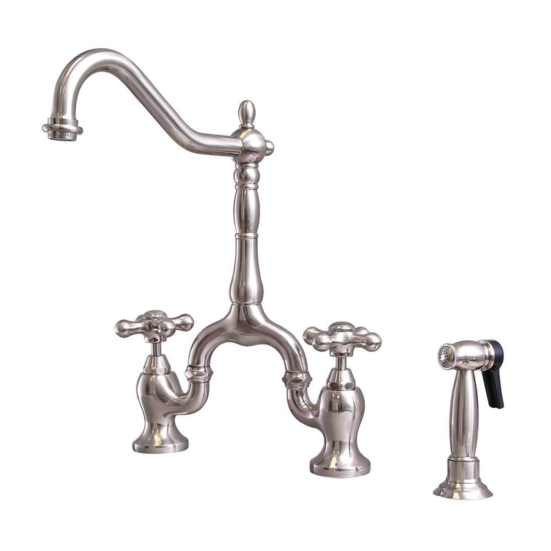 Barclay KFB506-MC2 Carlton Kitchen Bridge Faucet Sidespray and Metal Cross Holder - Parent