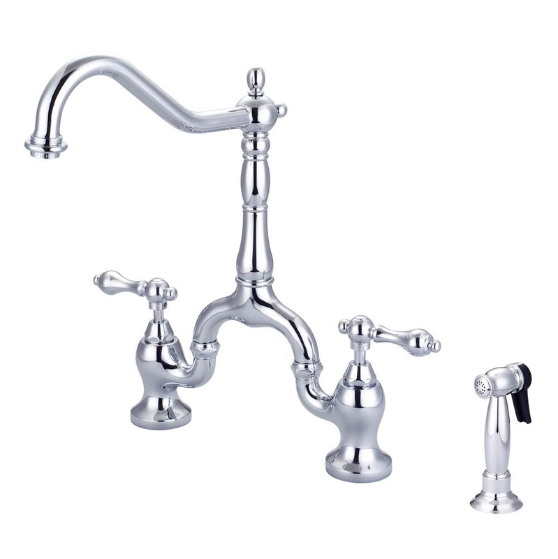 Barclay KFB506-ML Carlton Kitchen Bridge Faucet Sidespray and Metal Lever Holder