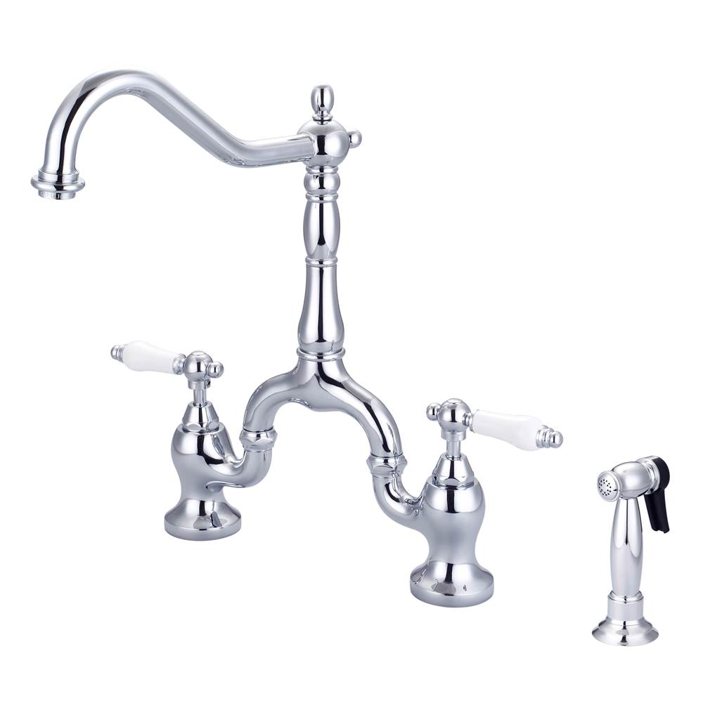 Barclay KFB506-PL Carlton Kitchen Bridge Faucet Sidespray and Porc lever Holder