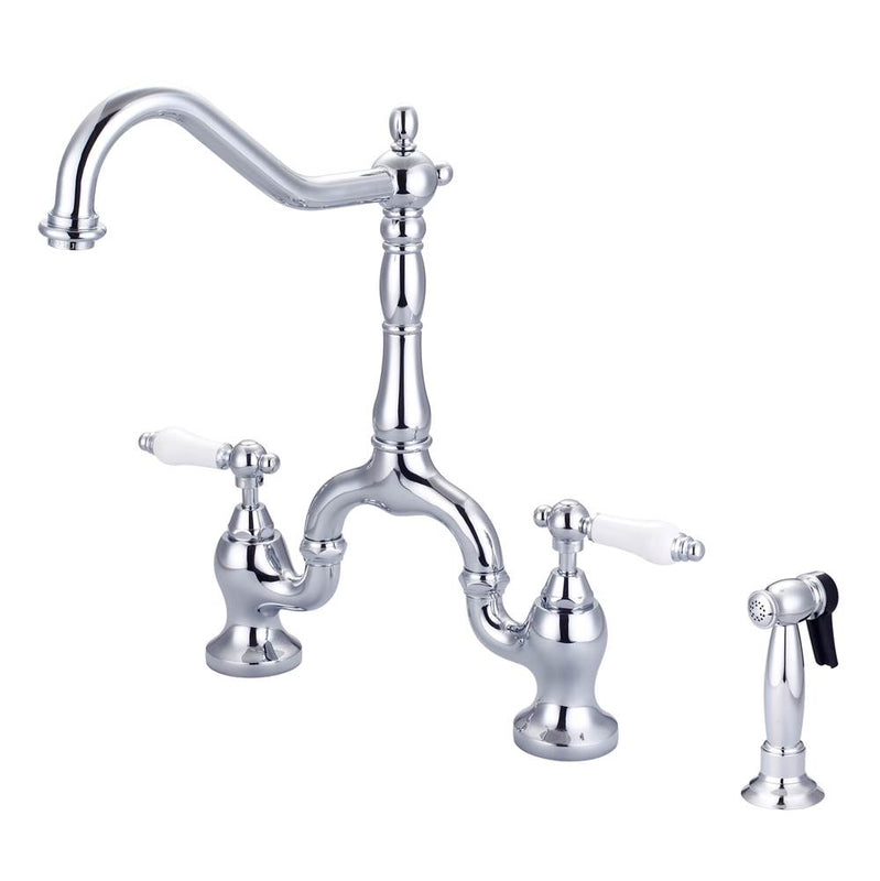 Barclay KFB506-PL Carlton Kitchen Bridge Faucet Sidespray and Porc lever Holder