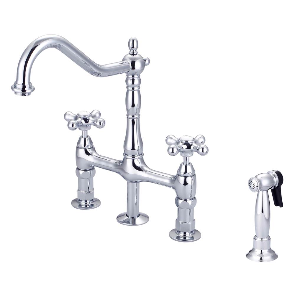 Barclay KFB508-MC Emral Kitchen Bridge Faucet Sidespray and Metal Cross Holder