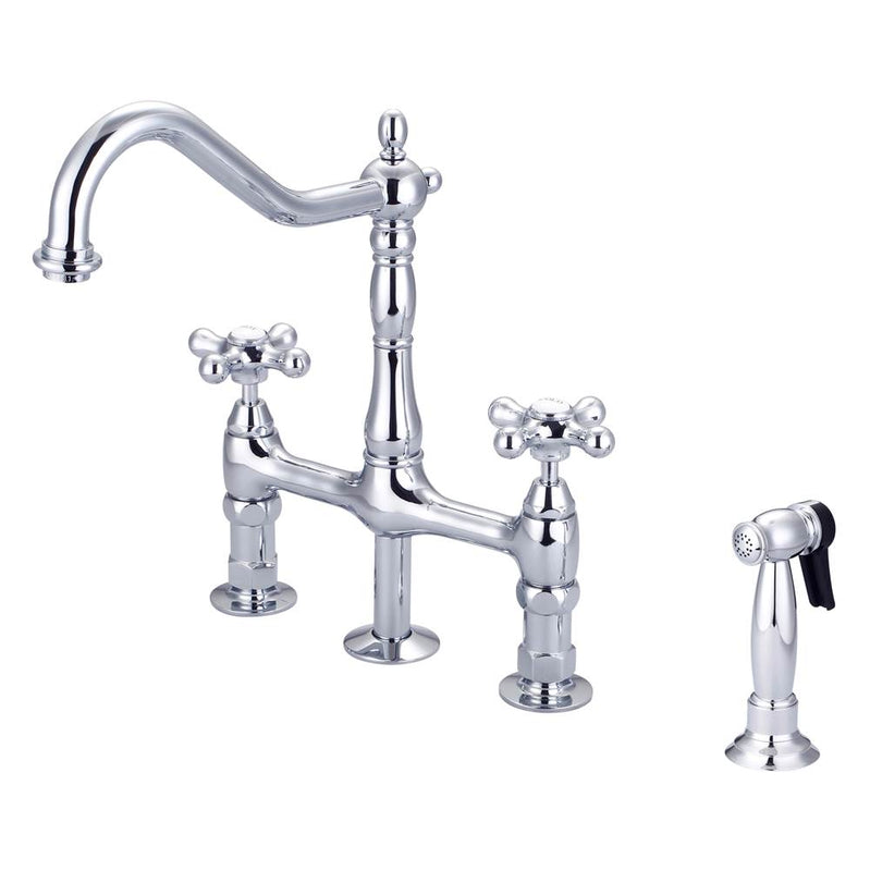Barclay KFB508-MC Emral Kitchen Bridge Faucet Sidespray and Metal Cross Holder