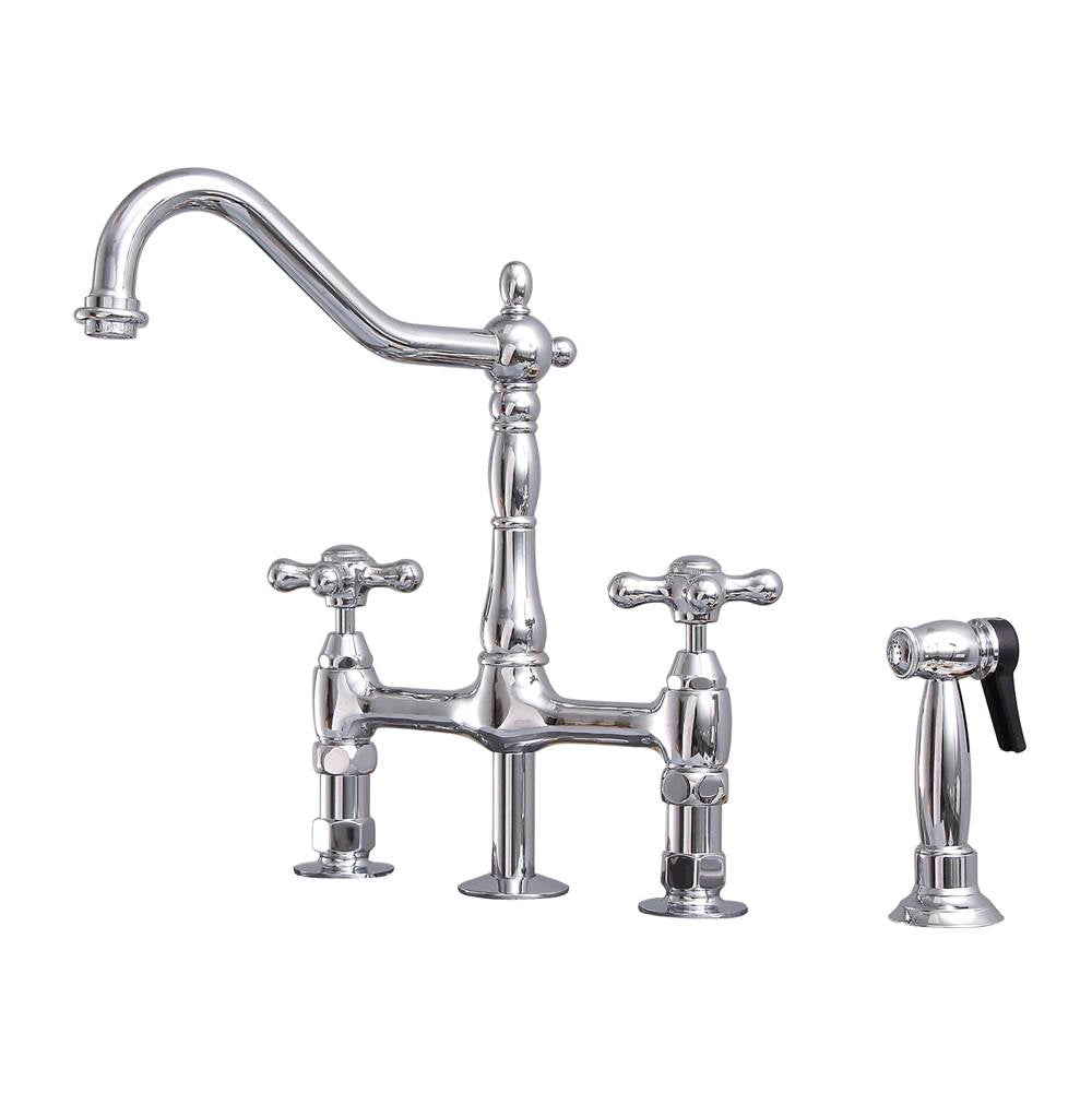 Barclay KFB508-MC2 Emral Kitchen Bridge Faucet Sidespray and Metal Cross Holder