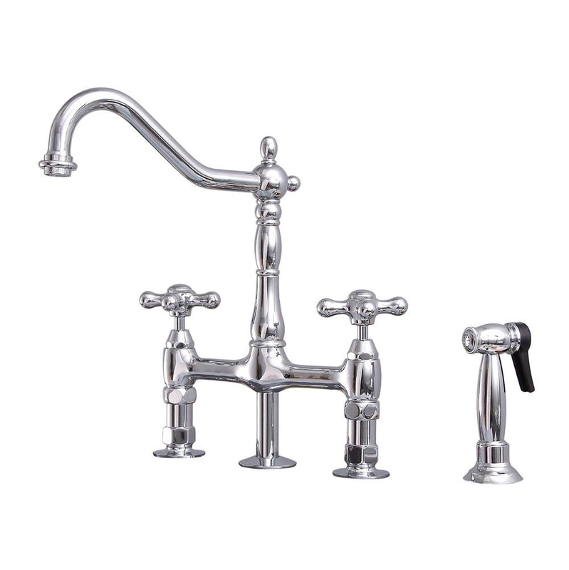 Barclay KFB508-MC2 Emral Kitchen Bridge Faucet Sidespray and Metal Cross Holder