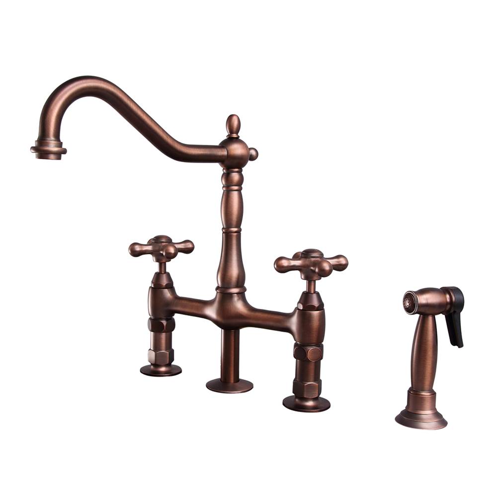 Barclay KFB508-MC2 Emral Kitchen Bridge Faucet Sidespray and Metal Cross Holder