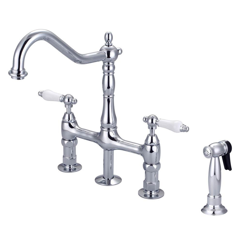 Barclay KFB508-PL Emral Kitchen Bridge Faucet Sidespray and Porce Lever Han