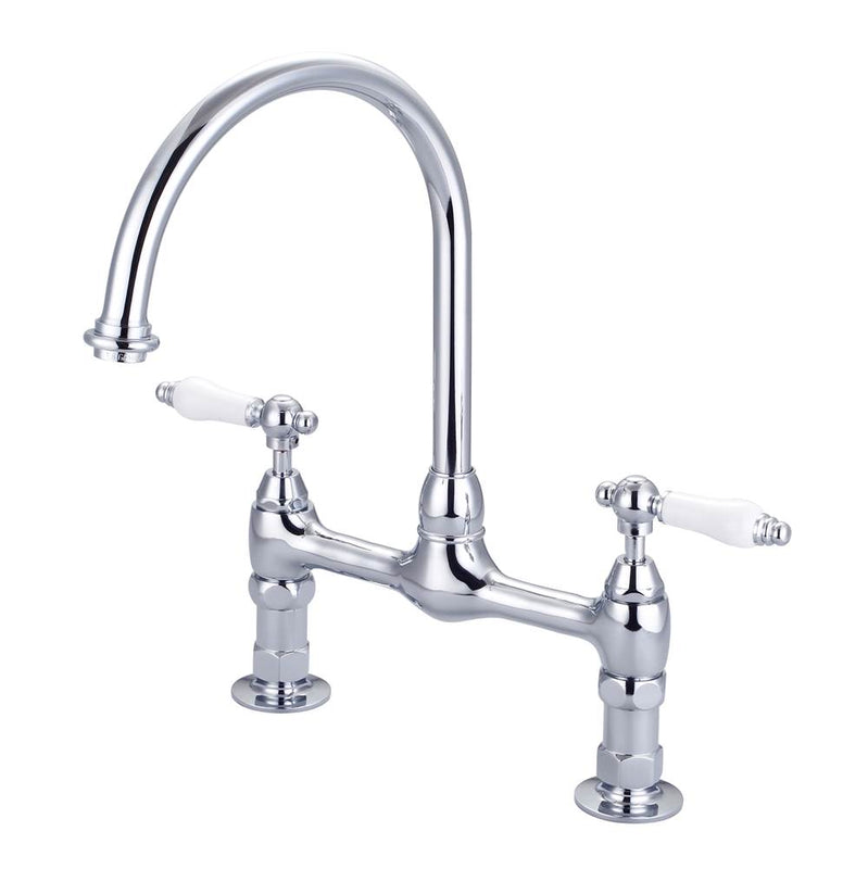 Barclay KFB510-PL Harding Kitchen Bridge Faucet Porcelain Lever Han