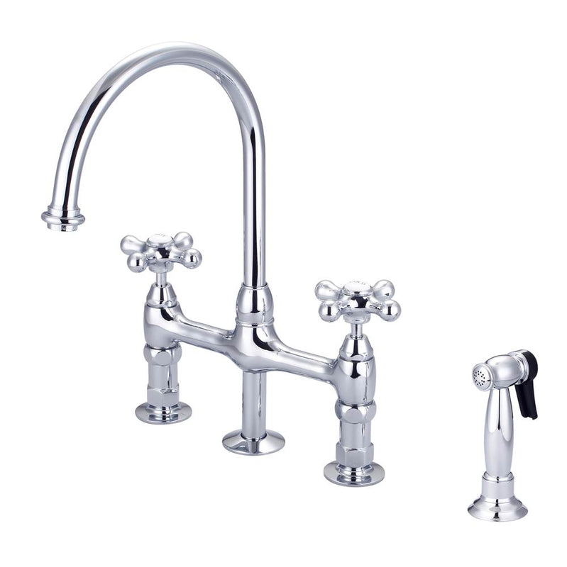Barclay KFB512-MC Harding Kitchen Bridge Faucet Sidespray and Metal Cross Holder