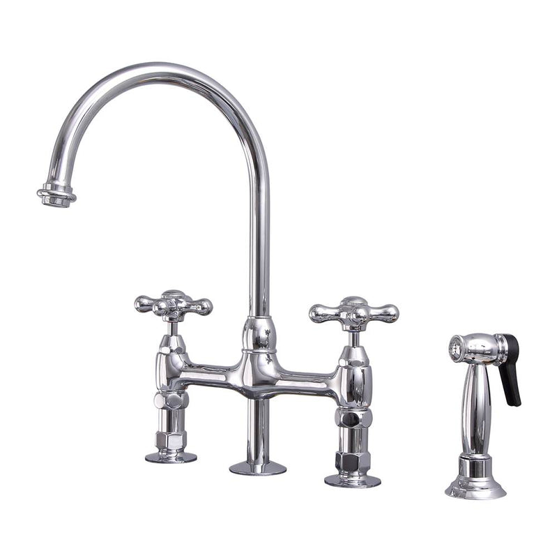 Barclay KFB512-MC2 Harding Kitchen Bridge Faucet Sidespray and Metal Cross Holder