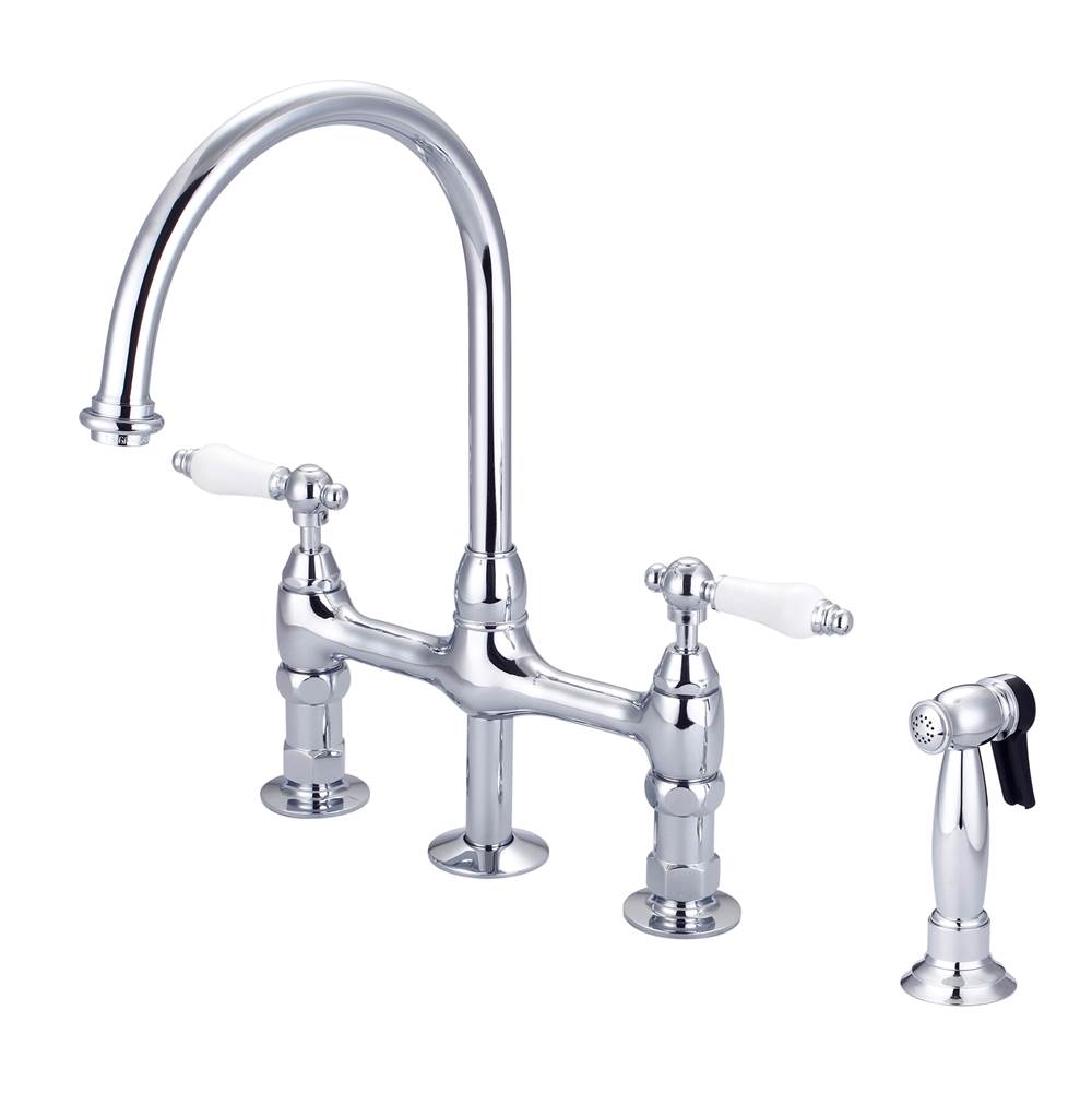 Barclay KFB512-PL Harding Kitchen Bridge Faucet Sidespray and Porc Lever Holder