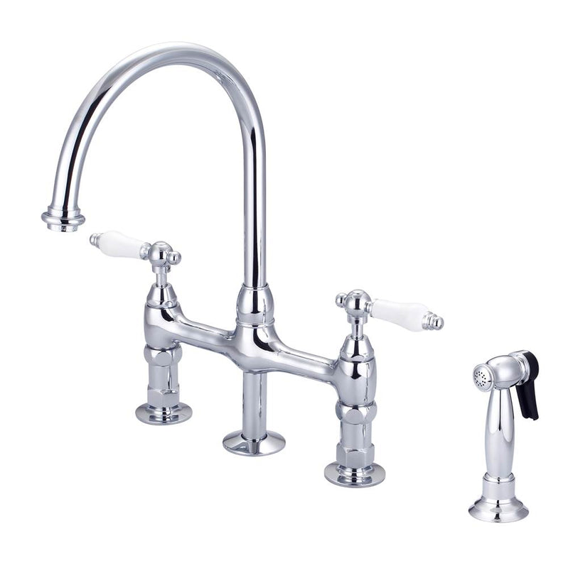 Barclay KFB512-PL Harding Kitchen Bridge Faucet Sidespray and Porc Lever Holder