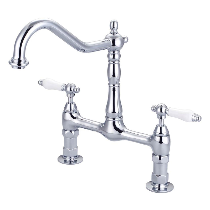 Barclay KFB514-PL Guthrie Kitchen Bridge Faucet Porcelain Lever Handle