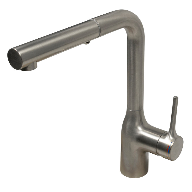 Nantucket Sinks KFPO12BRS Single Handle Brushed Stainless Steel Faucet with Modern Minimalist Styling