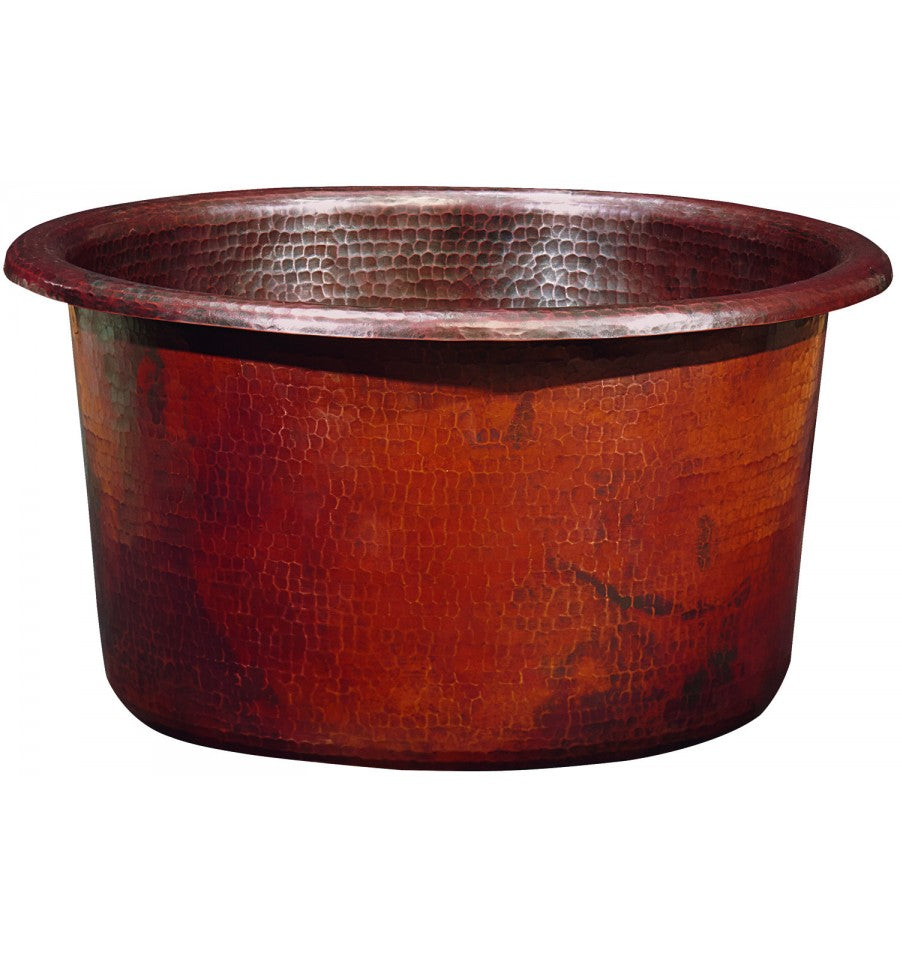 Thompson Traders KPD-1207BC Petit Napoli Legacy Kitchen Round Hammered Copper Duel Mount Prep Sink Black Copper