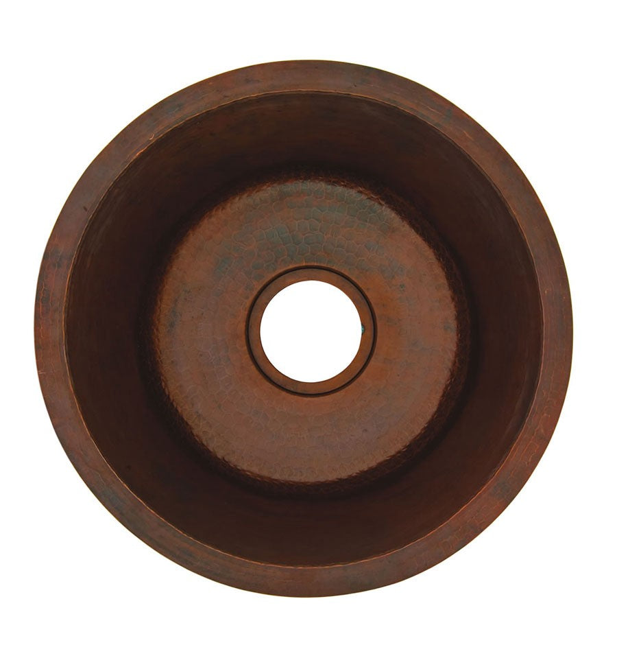 Thompson Traders KPU-1708BC Napoli Legacy Kitchen Round Hand Hammered Copper Prep Sink Black Copper