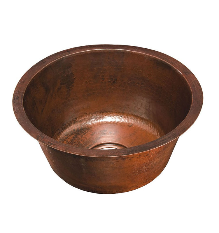 Thompson Traders KPU-1708BC Napoli Legacy Kitchen Round Hand Hammered Copper Prep Sink Black Copper