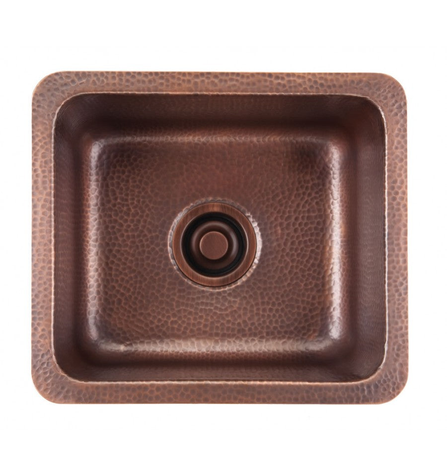 Thompson Traders KPU-1715HA Como Renovation Kitchen Rect.  Hand Hammered Copper Prep-Sink  Antique Copper