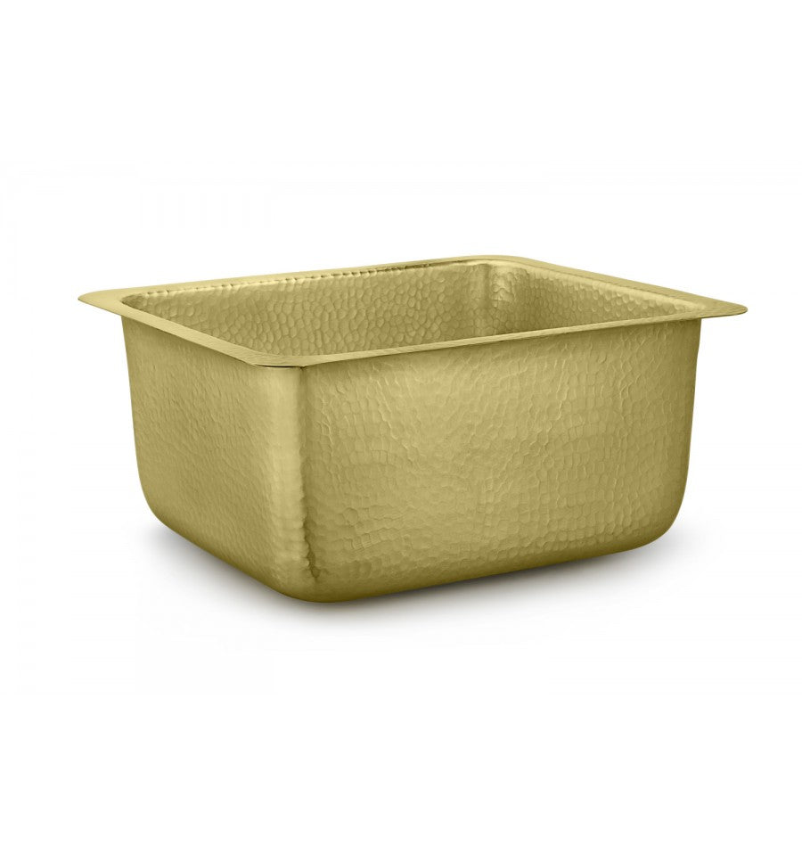 Thompson Traders KPU-1715HPB Como Hammered Brass Rectangular Hand Hammered Solid Brass Prep Sink Hammered Brass