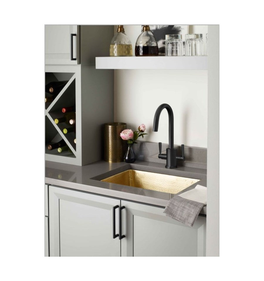 Thompson Traders KPU-1715HPB Como Hammered Brass Rectangular Hand Hammered Solid Brass Prep Sink Hammered Brass