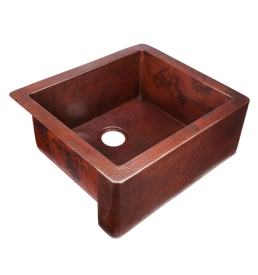 Thompson Traders KSA-2522BC Petite Toscana Legacy Kitchen Hand Hammered Single Bowl Apron Front Sink Black Copper