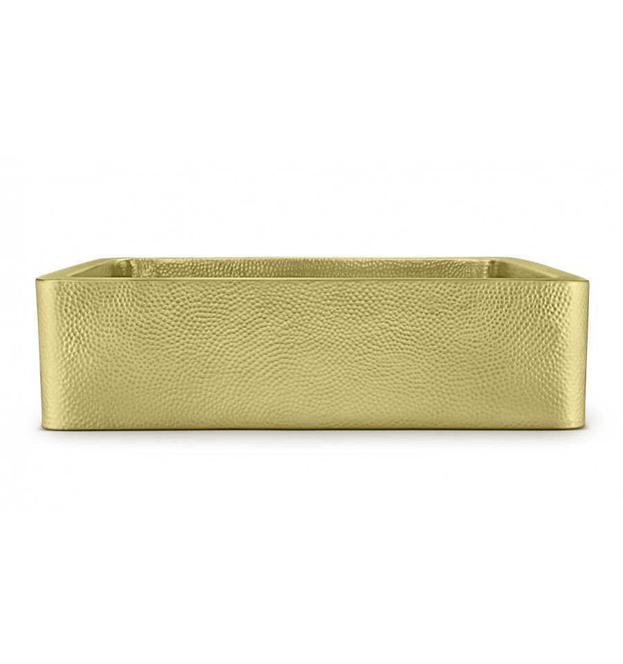 Thompson Traders KSA-3322HMB Hammered Brass Lucca Rectangular Single Bowl Farmhouse Kitchen Sink Hand Hammered Brass
