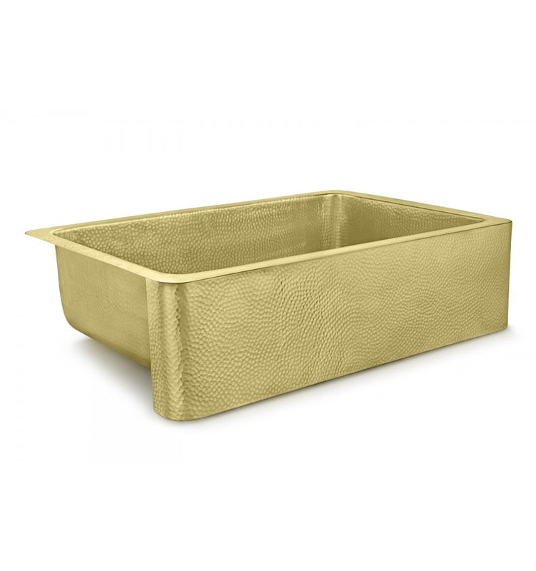 Thompson Traders KSA-3322HMB Hammered Brass Lucca Rectangular Single Bowl Farmhouse Kitchen Sink Hand Hammered Brass