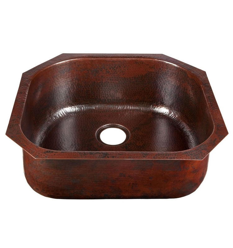 Thompson Traders KSU-2321BC D-Bowl Legacy Kitchen Hand Hammered Single Bowl Solid Copper Kicthen Sink Black Copper