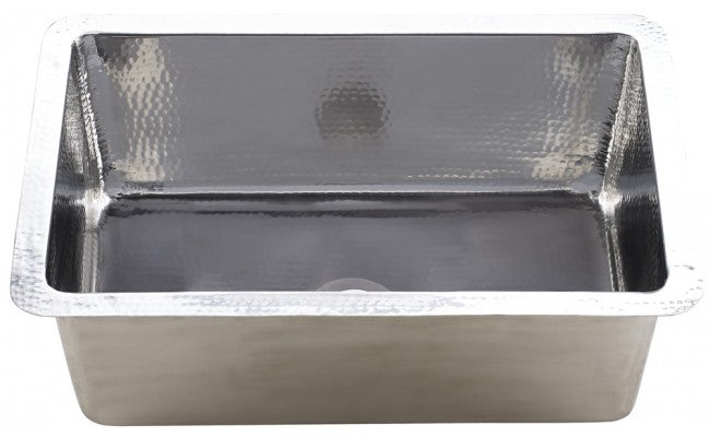 Thompson Traders KSU-3020HSS Villa Hammered Stainless Rectangular Hand Hammered Single Bowl Kitchen Sink Stainless Steel