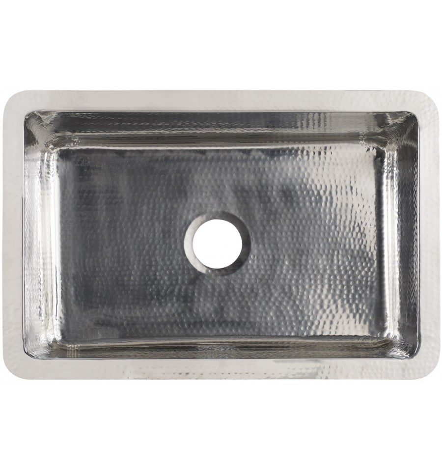 Thompson Traders KSU-3020HSS Villa Hammered Stainless Rectangular Hand Hammered Single Bowl Kitchen Sink Stainless Steel