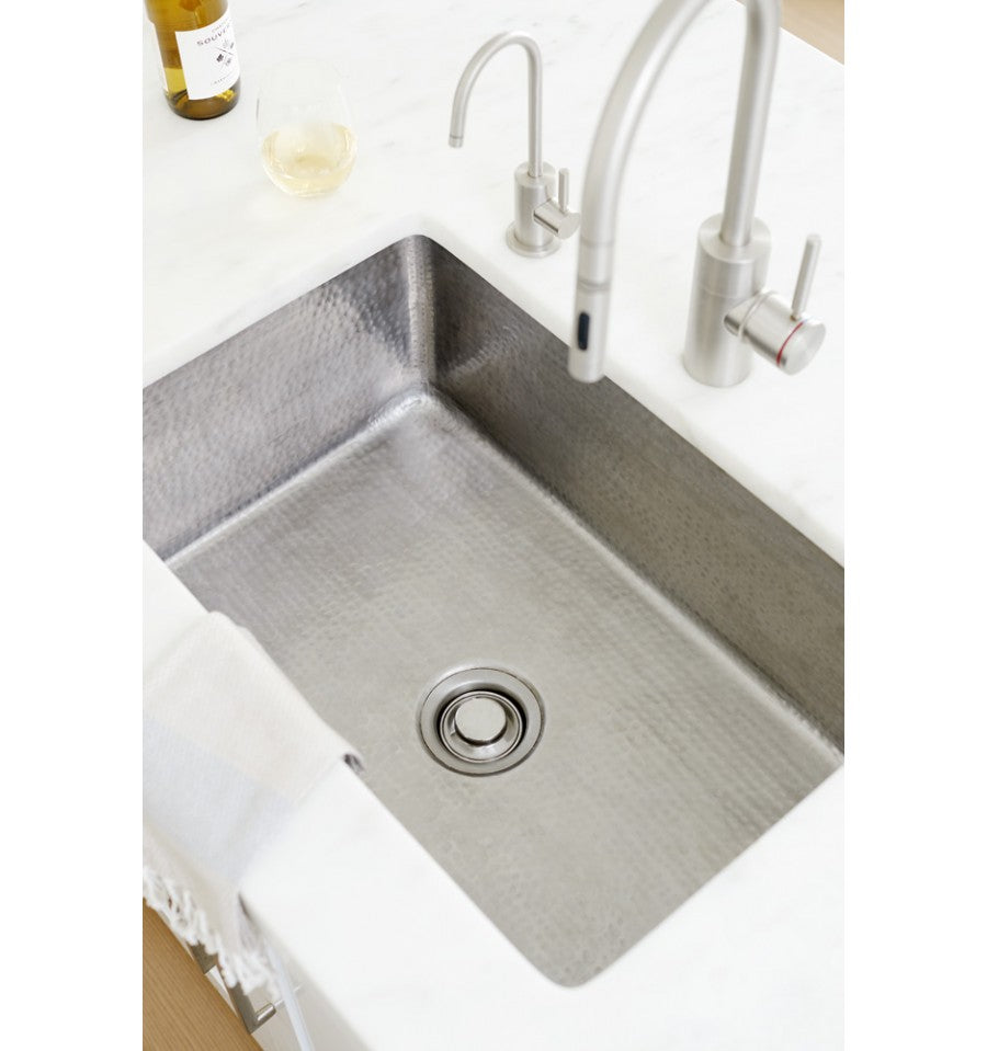 Thompson Traders KSU-3020HSS Villa Hammered Stainless Rectangular Hand Hammered Single Bowl Kitchen Sink Stainless Steel