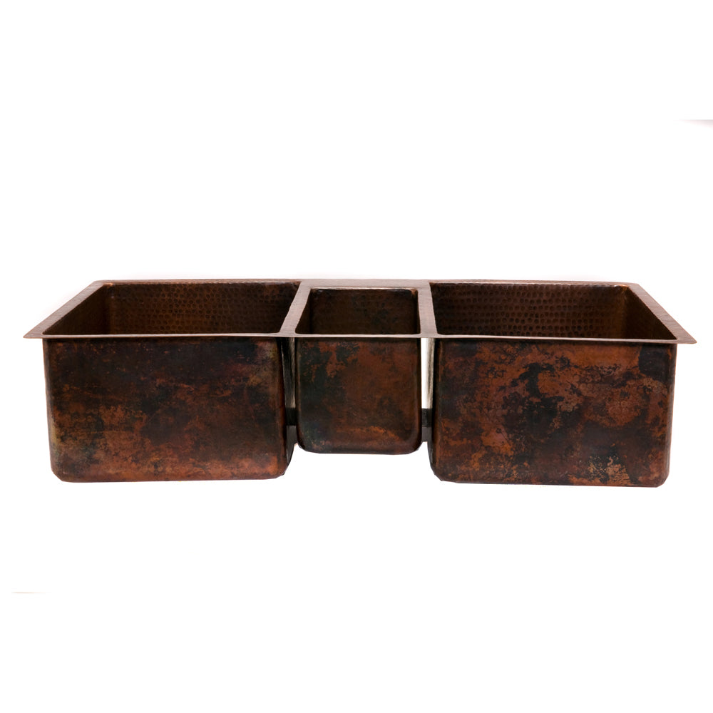 Premier 42" Copper Kitchen Dual Mount Triple Basin Sink KTDB422210