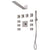 Lenova TPS102 4PC - Shower Set Includes: Shower Head Square 16 x 4-3/4 Thermostatic/Pressure Valve Trim Kit - Square - Parent