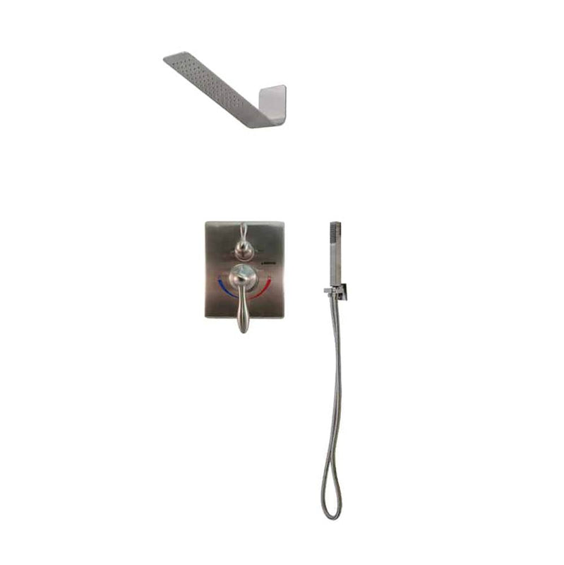 Lenova TPS208 3PC - Shower Set Includes: Shower Head Square 16 x 4-3/4 Thermostatic/Pressure Valve Trim Kit - Square - Parent