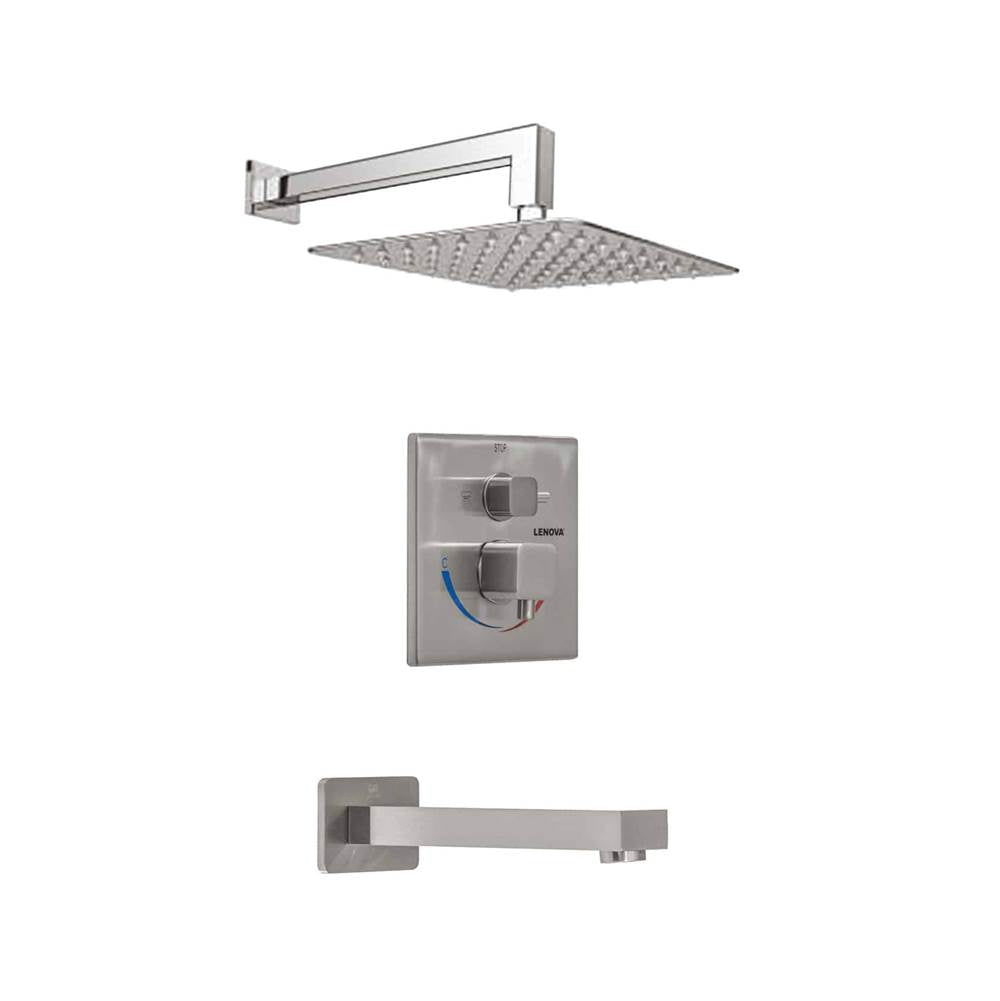 Lenova TPST212 3PC - Shower Set Includes: Shower Head Square 8 Thermostatic/Pressure Valve Trim Kit - Square - Parent