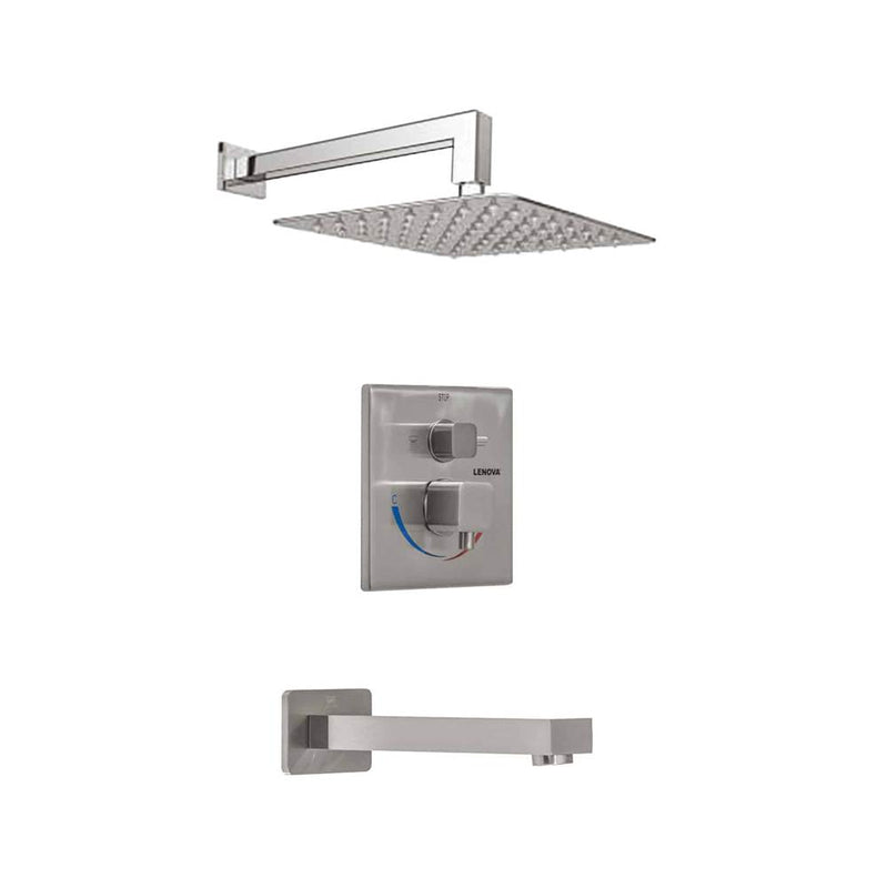 Lenova TPST212 3PC - Shower Set Includes: Shower Head Square 8 Thermostatic/Pressure Valve Trim Kit - Square - Parent