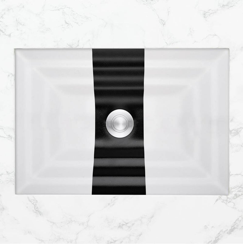 Linkasink AG12B Ribbon Medium Rectangular - White  Glass with Black accent